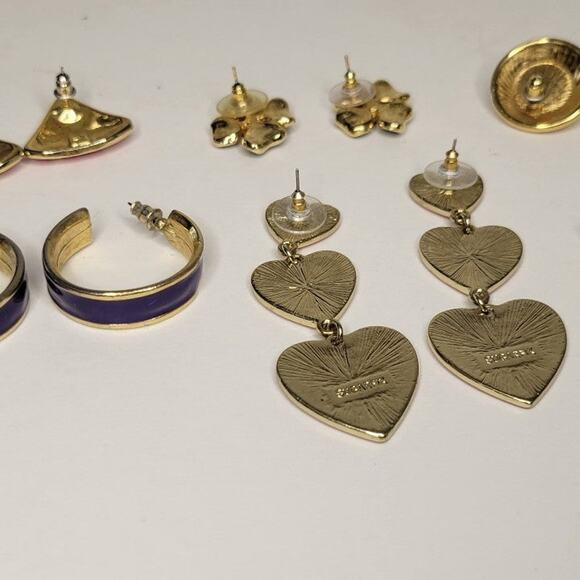 Vintage Gold Tone Enamel Earrings Lot - Picture 6 of 9